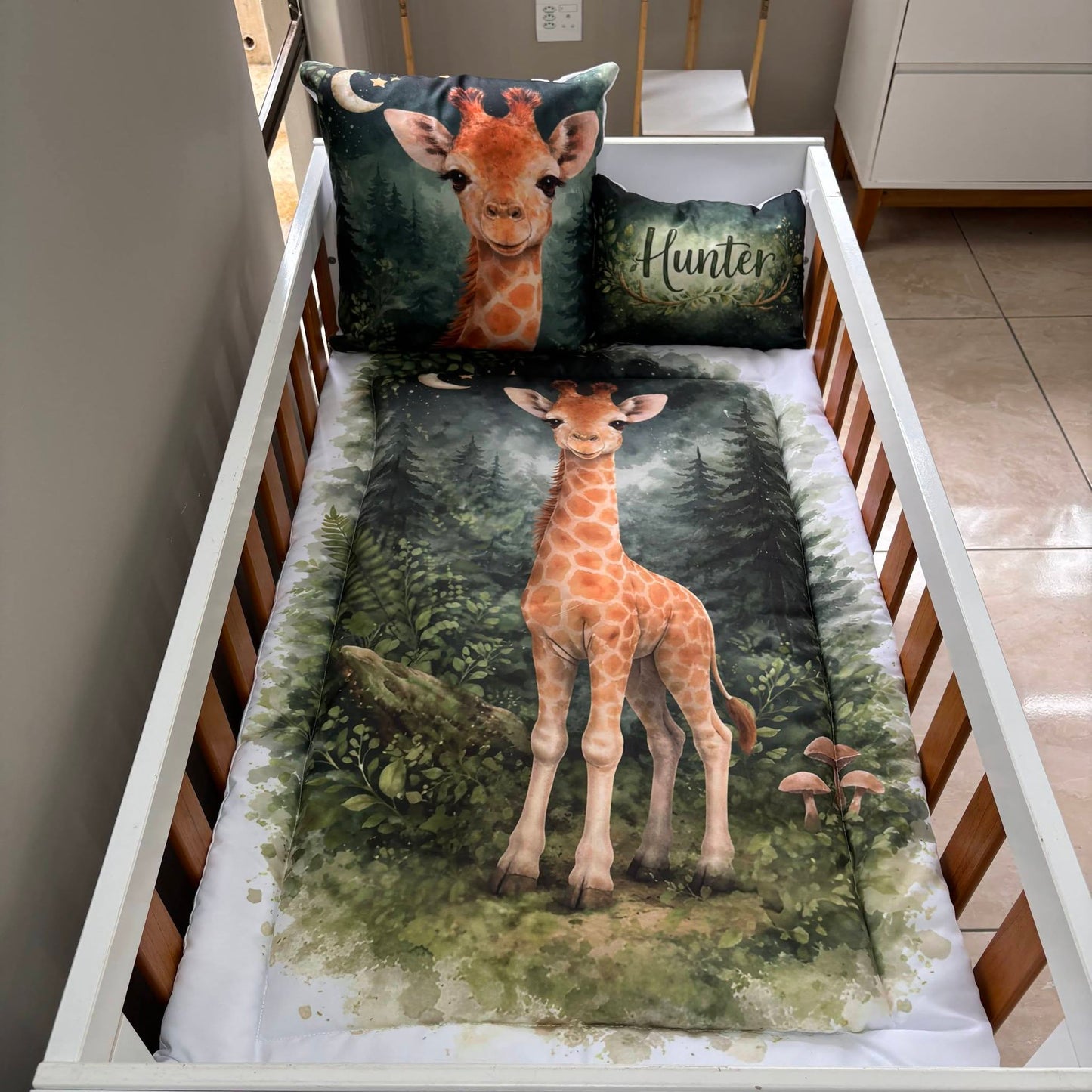 Boho Forest Giraffe cot linen