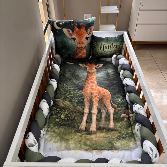 Boho Forest Giraffe cot linen