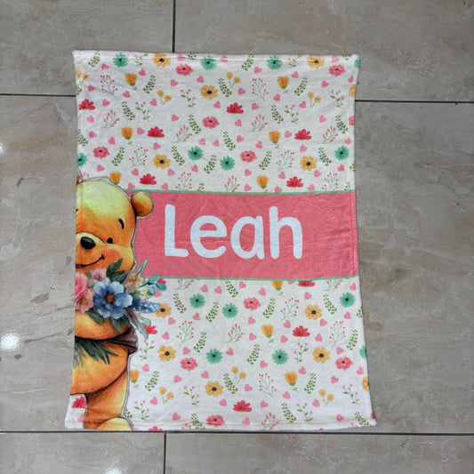 Floral Pooh Fleece blanket