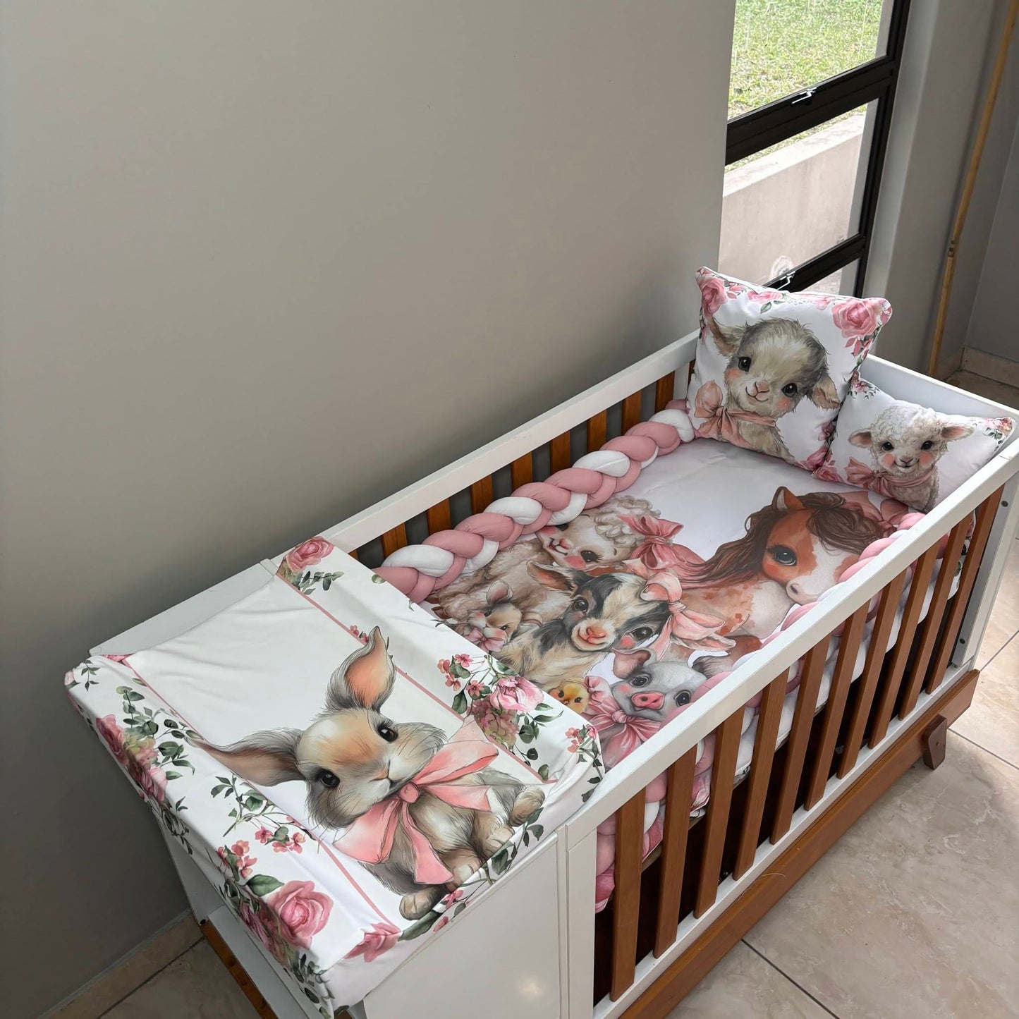 The Rosy Farm cot linen