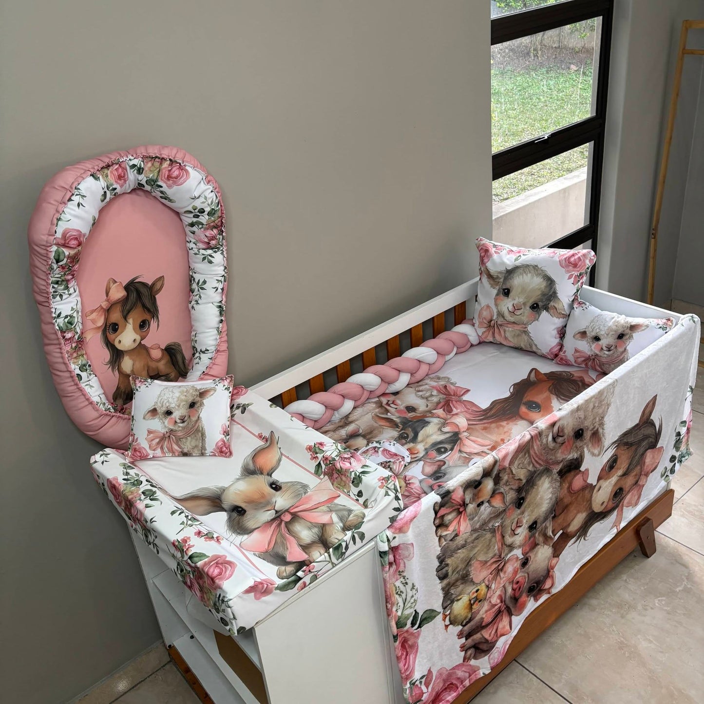 The Rosy Farm cot linen