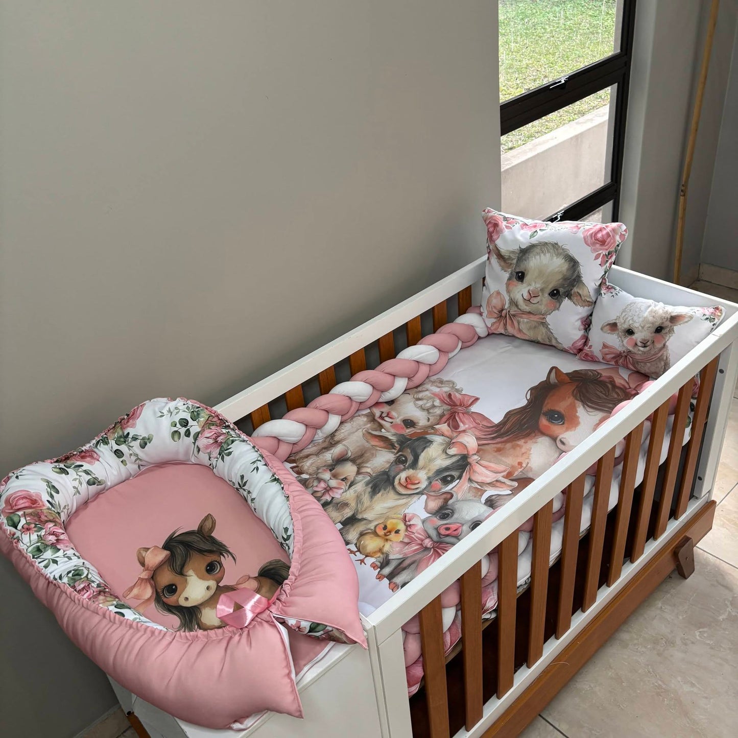 The Rosy Farm cot linen