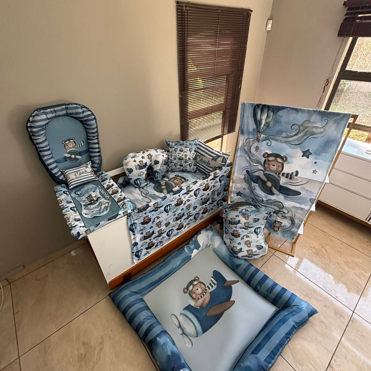Aviator Bear V4 cot linen