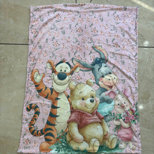 Classy Classic Floral Pooh and Friends 2.0 Fleece blanket