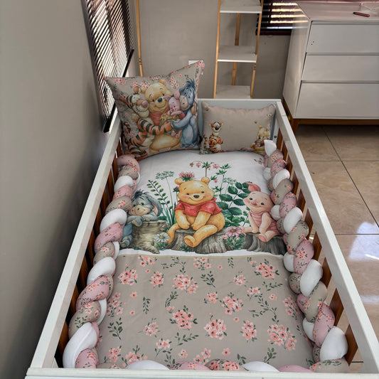 Classy Classic Floral Pooh and Friends cot linen