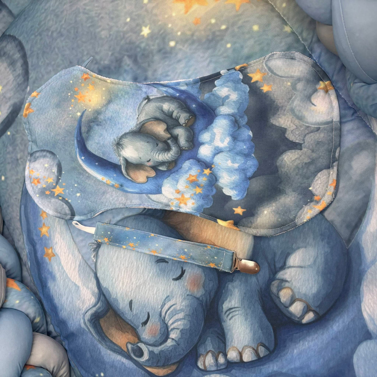 Dreamy Blue Elephant cot linen
