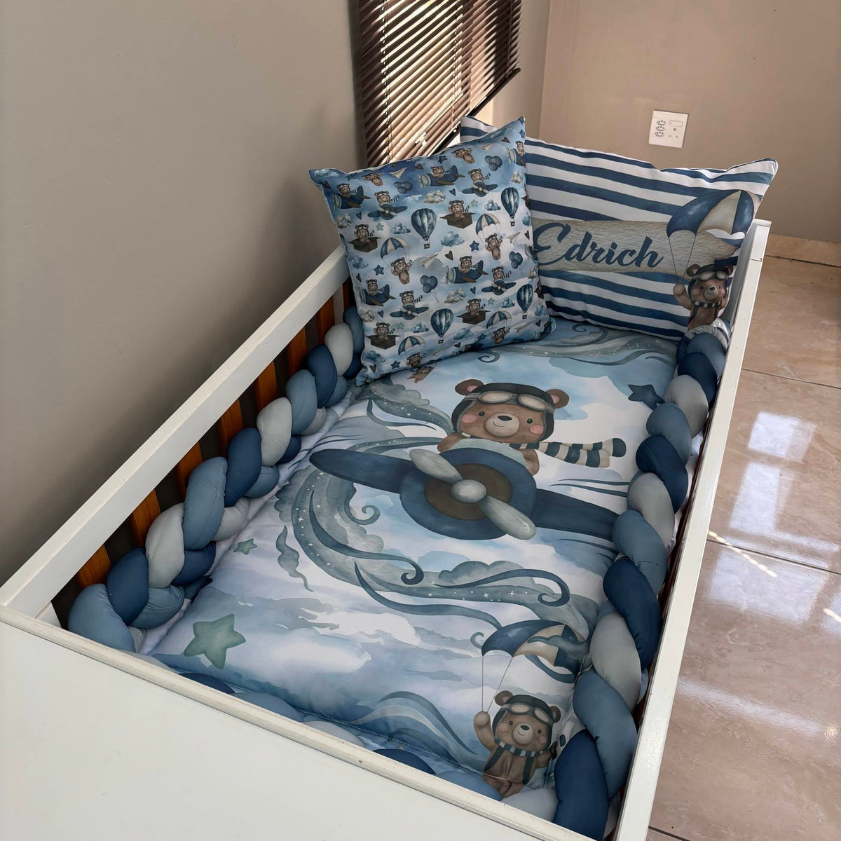Aviator Bear V4 cot linen