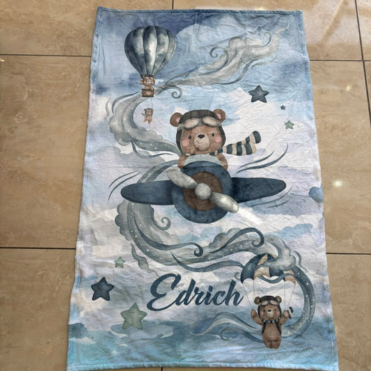 Aviator Bear V4 fleece Blanket