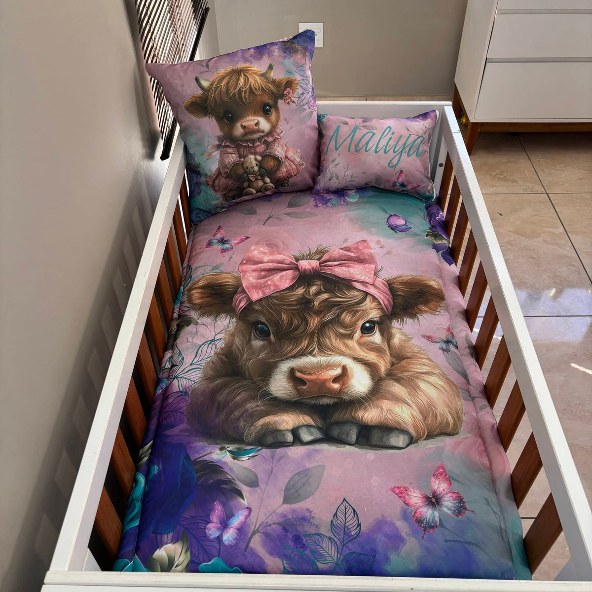 Magical Highland Cow cot linen
