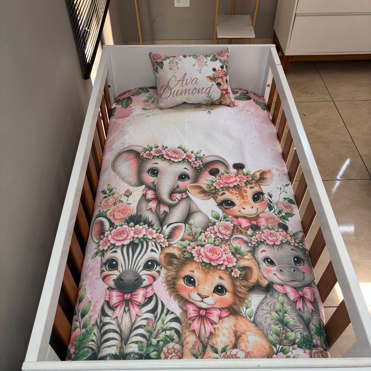 Modern Floral Safari cot linen