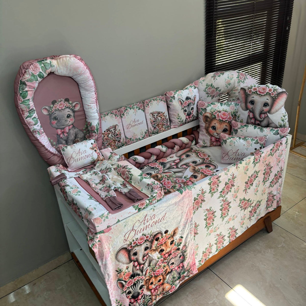 Modern Floral Safari cot linen
