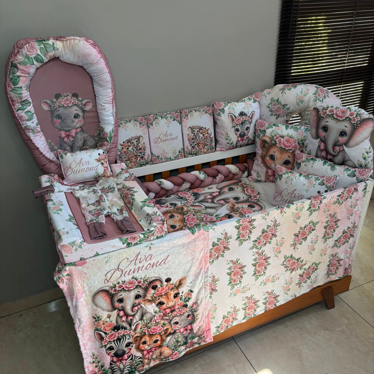 Modern Floral Safari cot linen