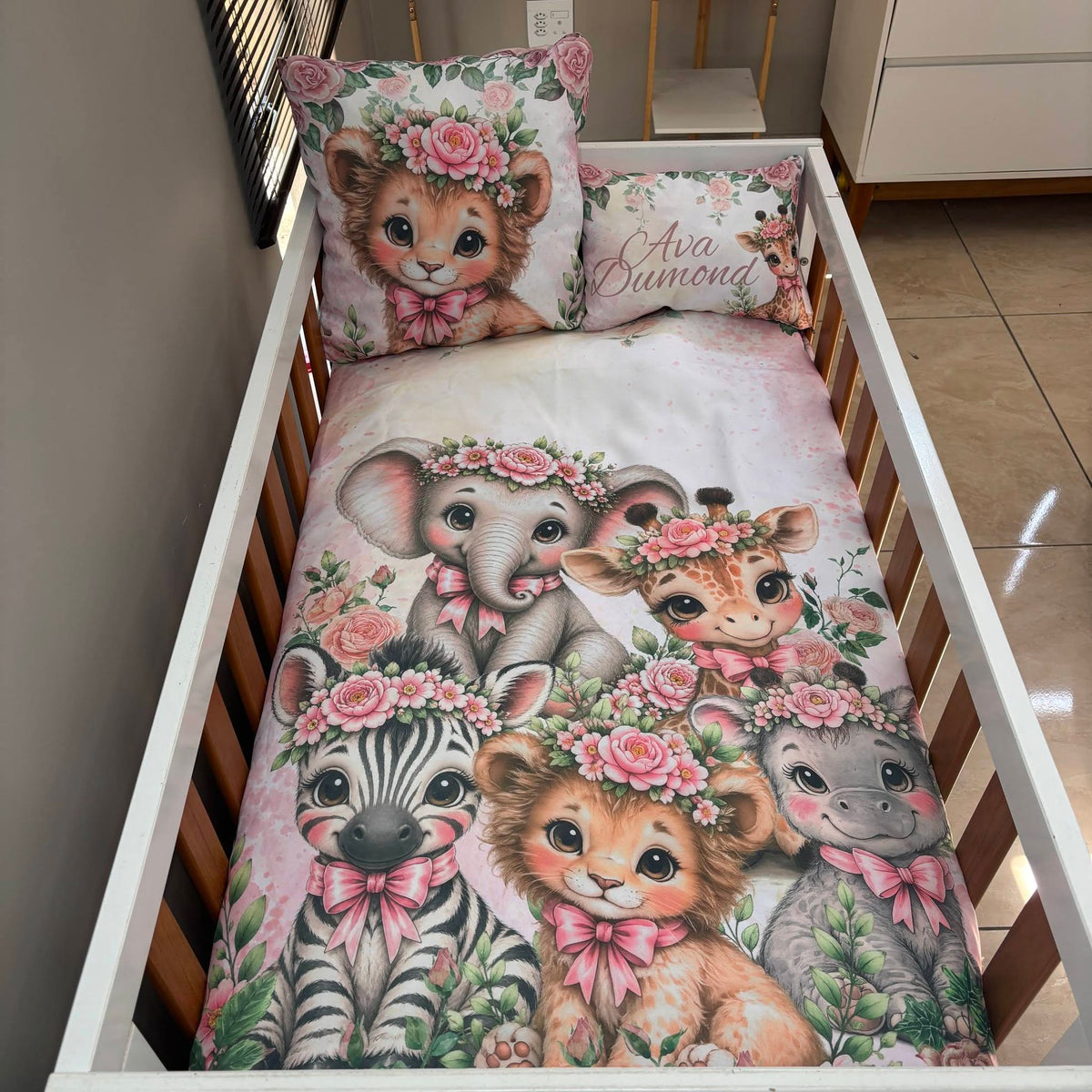 Modern Floral Safari cot linen