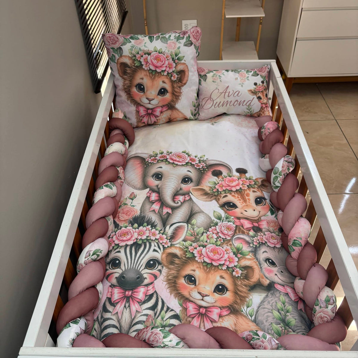 Modern Floral Safari cot linen