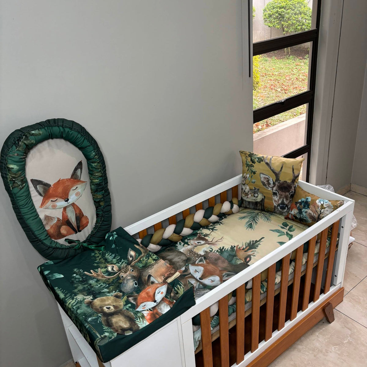 Modern Boho Woodlands cot linen