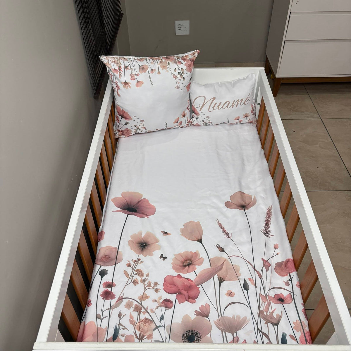 Mauve Boho Wildflower cot linen