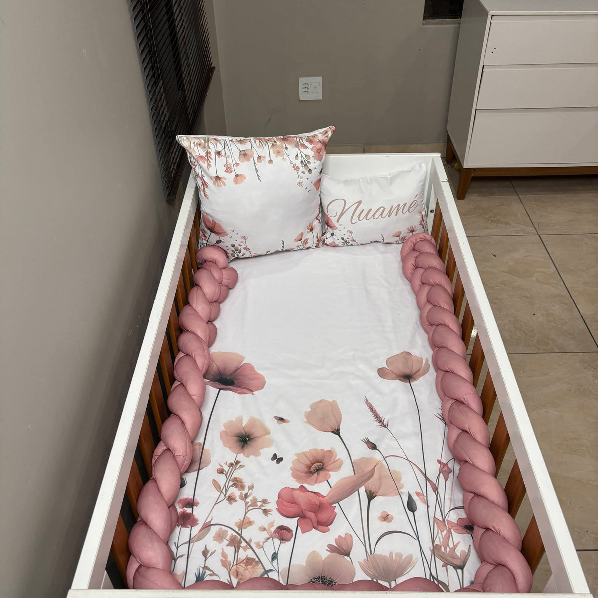 Mauve Boho Wildflower cot linen