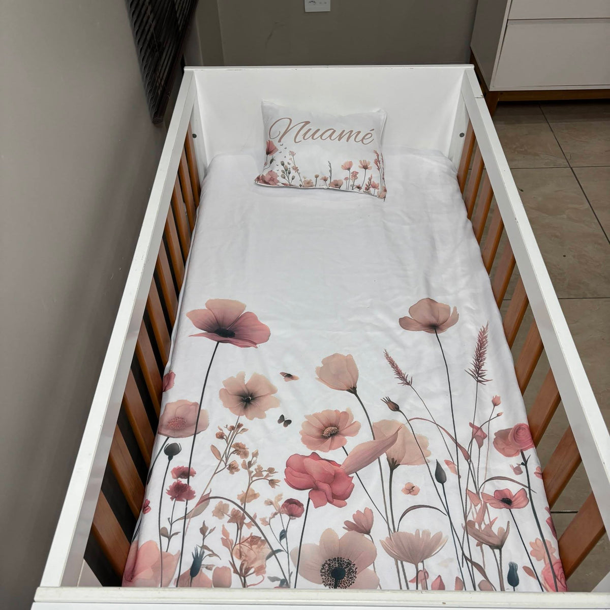 Mauve Boho Wildflower cot linen