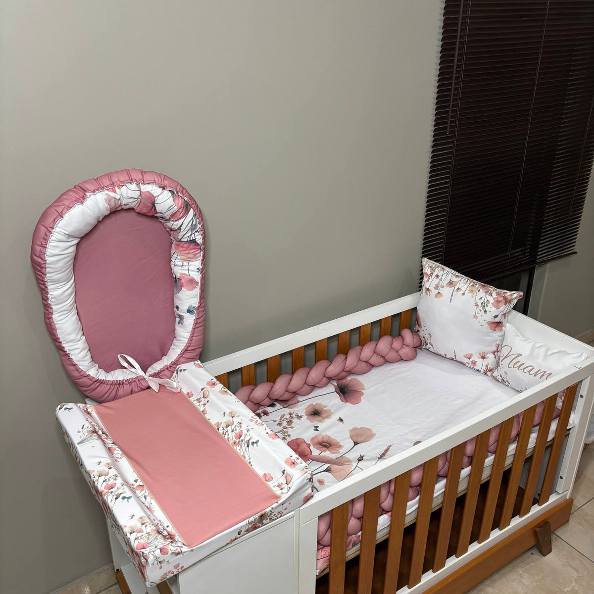 Mauve Boho Wildflower cot linen