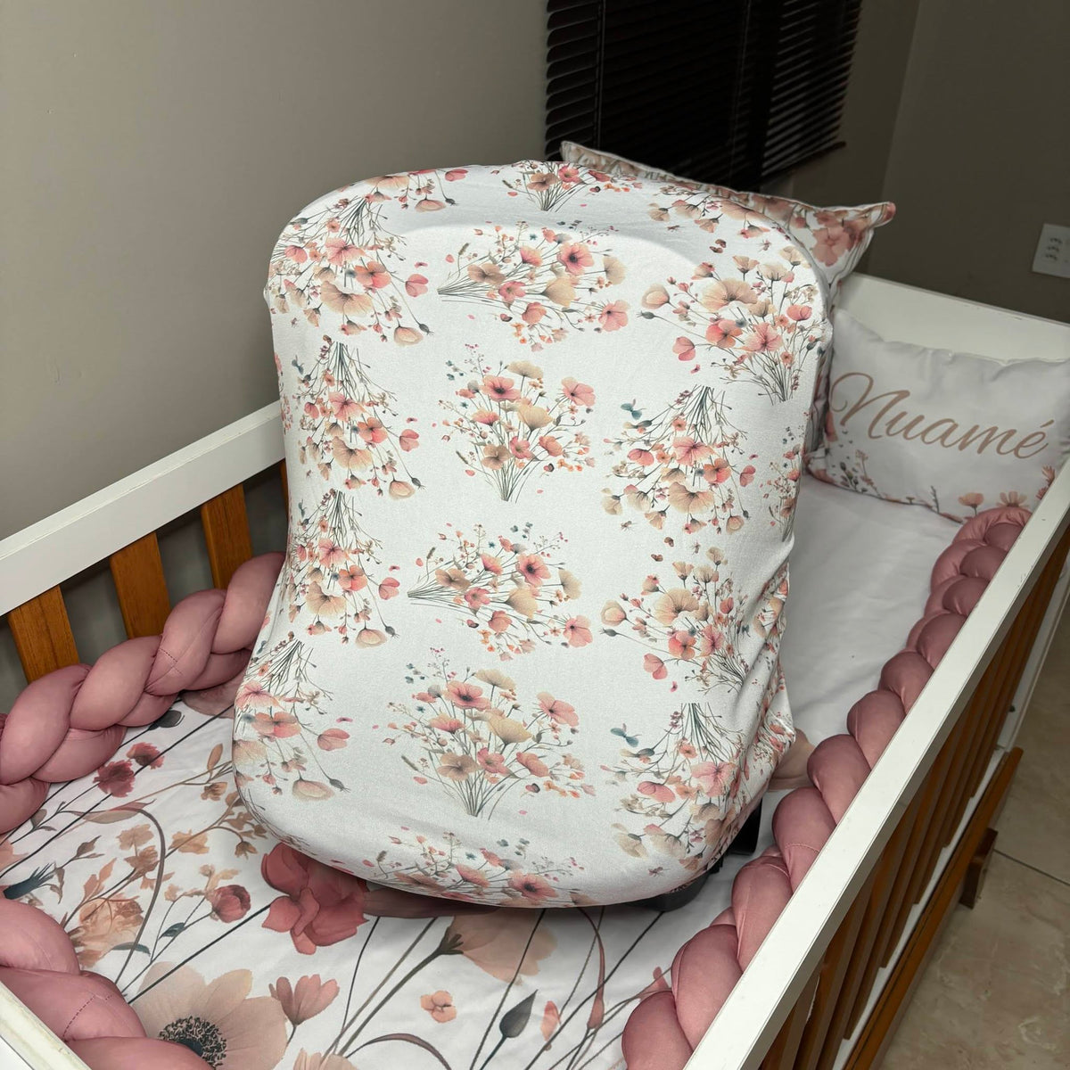 Mauve Boho Wildflower car seat cover