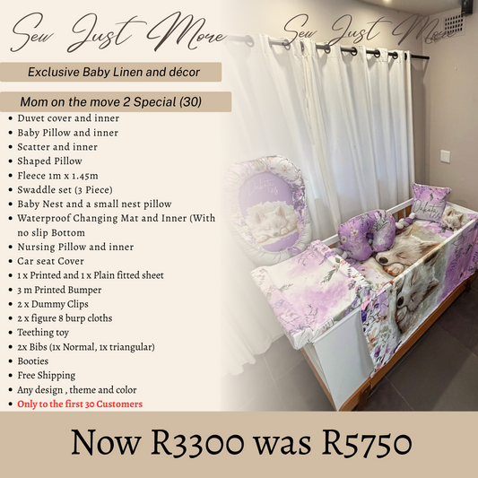 Mom on the move 2(30 Piece) Cot Linen