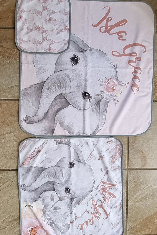 Grey and Pink Flower Elephant - Sew Just More