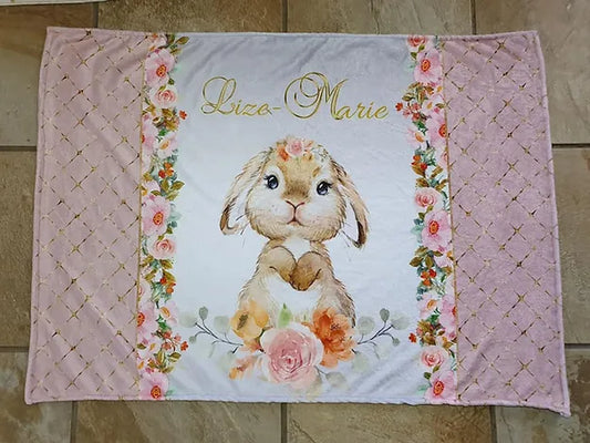 Golden Dusty Pink Bunny Blanket