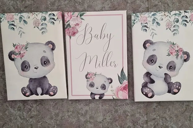 Baby Pink and Peony Panda Canvas - Sew Just More