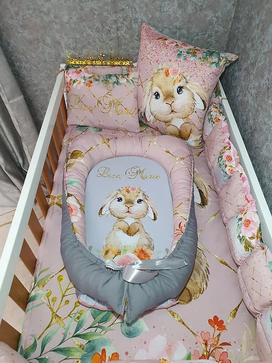 Golden Dusty Pink Bunny Baby Nest - Sew Just More