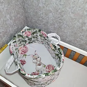 Light Grey Peony Bunny Carry Cot - Sew Just More