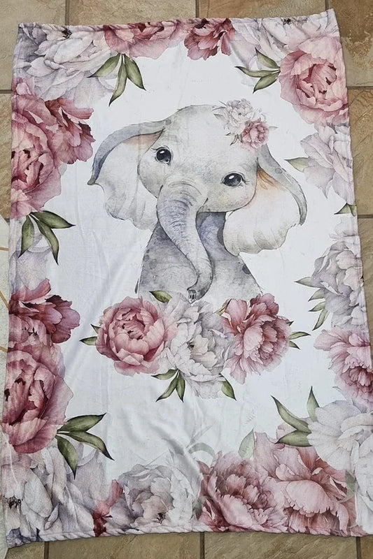 Peony Elephant Blanket - Sew Just More