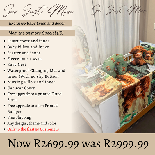 Mom on the move!!! (15 Piece) Cot Linen
